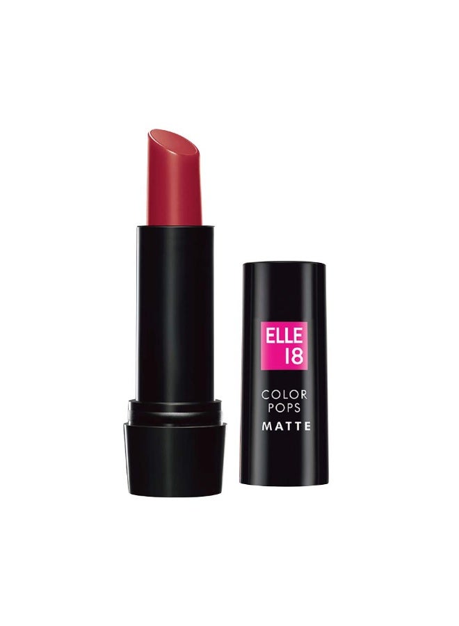 إل 18 أحمر شفاه Elle 18 Color Pop Matte Lip Color، R33، Code Red، 4.3 غرام وأحمر شفاه وردي داكن (مطفي) - Image 3